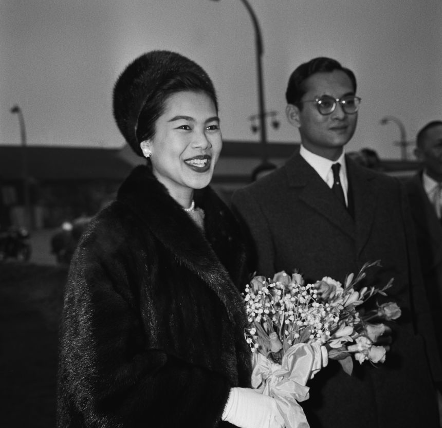Queen Sirikit and King Bhumibol Adulyadej (1927 - 2016) of Thailand during a visit to London on December 29th, 1960.