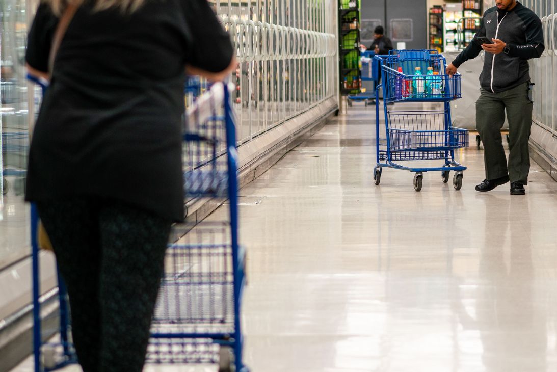 Shoppers at a grocery store in Dayton, Ohio, on October 21.