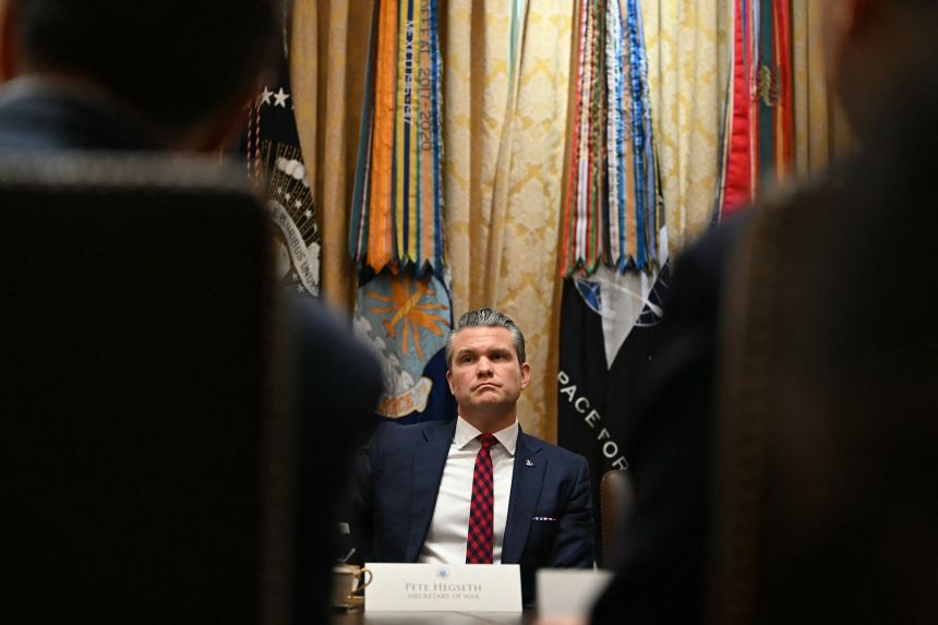 Secretary of Defense Pete Hegseth attendds a cabinet meeting on December 2.